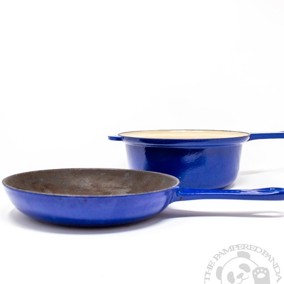 Le Creuset Other - Le Creuset #22 Deep Ocean Blue Enamel Combo-Multifuntion Sauce Pan & Skillet Lid